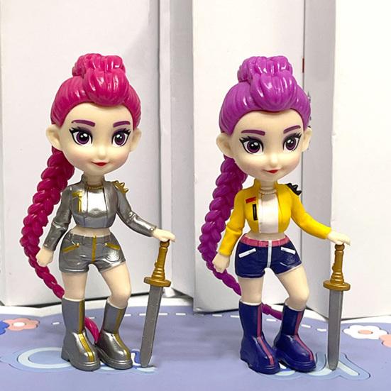 6Pcs PVC Kpop Hunter Figure Animated Movie Character Figurine Statue Cartoon Girl Collectible Model Home Office Desktop Decoration Ornament