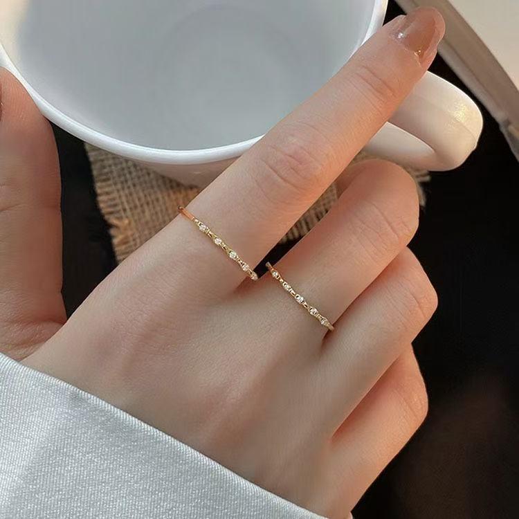 Women's Diamond-Studded Minimalist Open Ring - Elegant, Trendy, Cold Style Fashion for Index Finger