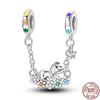New 100% 925 Silver Lucky Clover Safety Chain Charms Bead Fits Original Pan Bracelet Pendant Women Fashion Fine Diy Jewelry