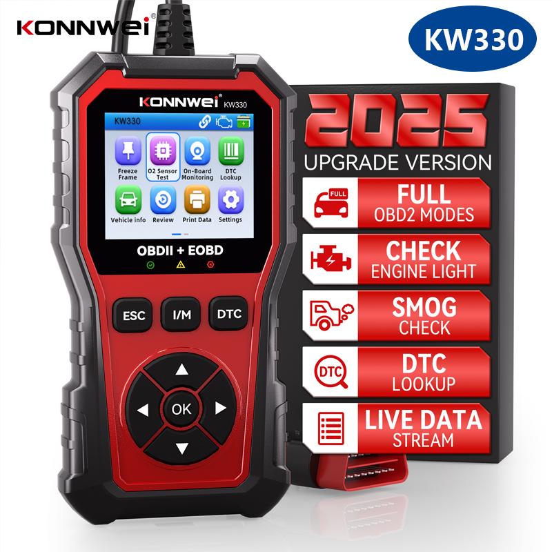 

2026 KONNWEi KW330 Car Full OBD2 Functions Fault Scanner Engine Battery Test Fault Read Erase Code Real-Time Data O2 Sensor Test KW330