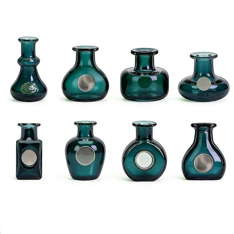 Mini Glass Vase Fridge Magnet Set Strong Magnetic Adhesion Secure Grip For Kitchen Decor Holding Tiny Plants Flowers