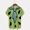 Pietra Focaia Cartone Animato Moderno Stampa Motivo Cravatta Estate Camicia Manica Corta da Uomo Street Hip Hop Trendy Top Oversize Camicia