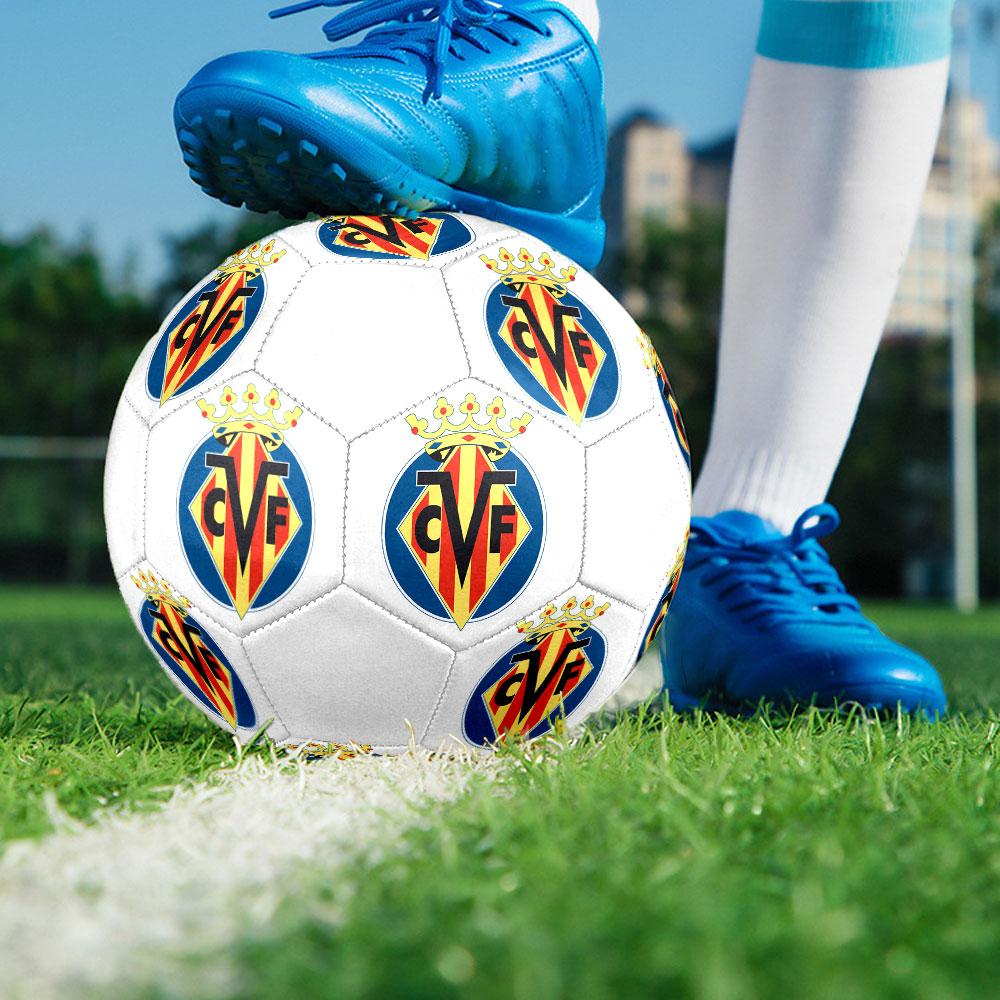 FC Villarreal Size 5 Soccer Ball, Machine-Stitched PVC, Durable & High Bounce, All Ages Fit, Fan Merchandise, Matches & Outdoor Use.