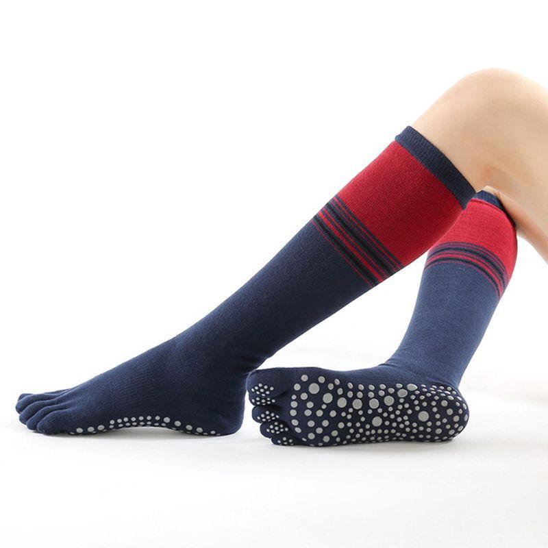 

over the Knee Stockings Toe Socks Mid-High Tube Non-Slip Yoga Socks Pure Cotton Professional Sports Dancing Pilates Anti-Beginner Knee Socks Stripes]