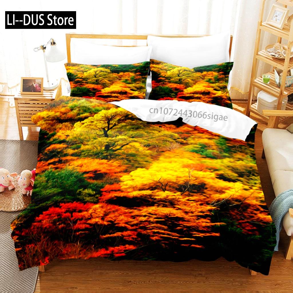 Landschaftsmalerei Bettwäsche-Set Bettbezug-Set 3D-Bettwäsche Digitaldruck Queen-Size Bettwäsche-Set Modisches Design