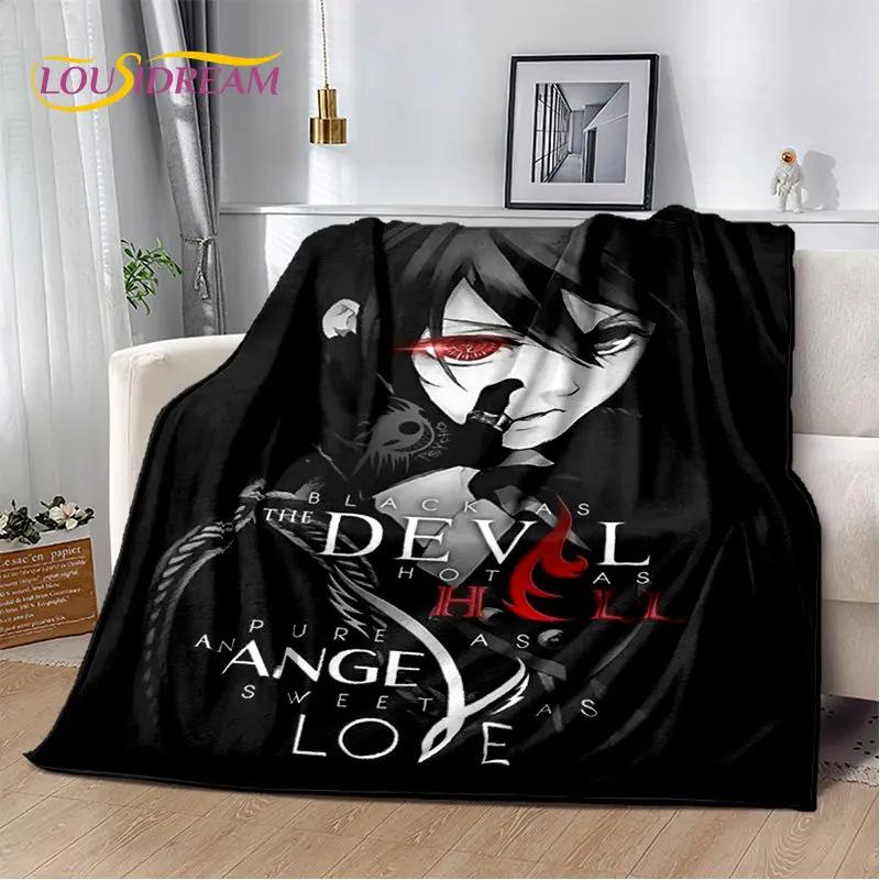 Black Butler Anime Cartoon Měkká plyšová deka, flanelová deka přehoz do obývacího pokoje Ložnice Pohovka Pohovka Piknikový povlak pro děti