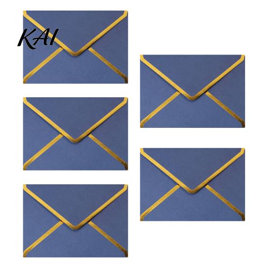 Western Style Envelopes 5Pcs with Gold Foil Trim, Offset Paper Invitation Wedding for Wedding, Greeting Cards, Business Letters, DIY Stationery Stiff