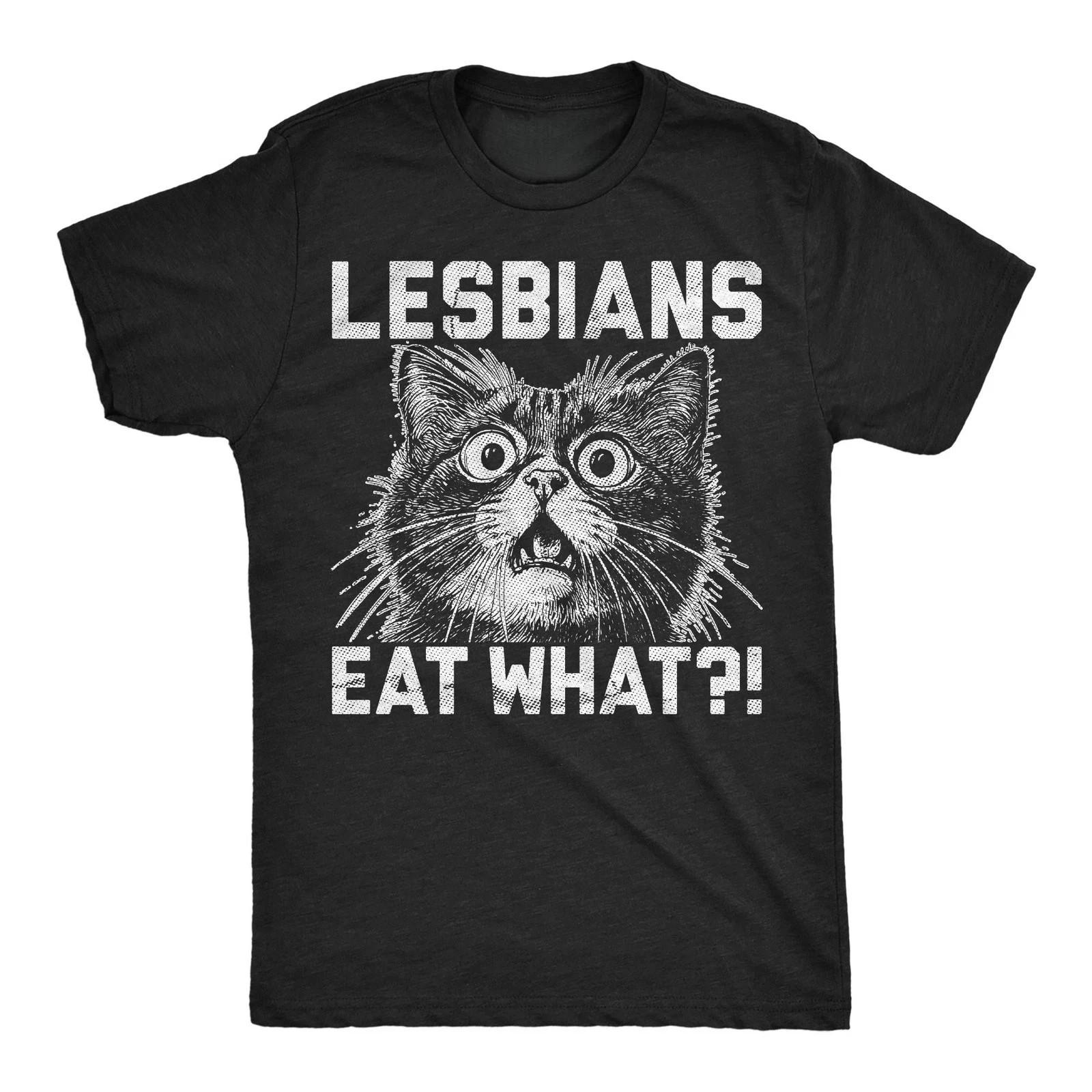 Mens Funny T Shirts Lesbians Eat What Sarcastic Cat Graphic Novelty Tee S разноцветный