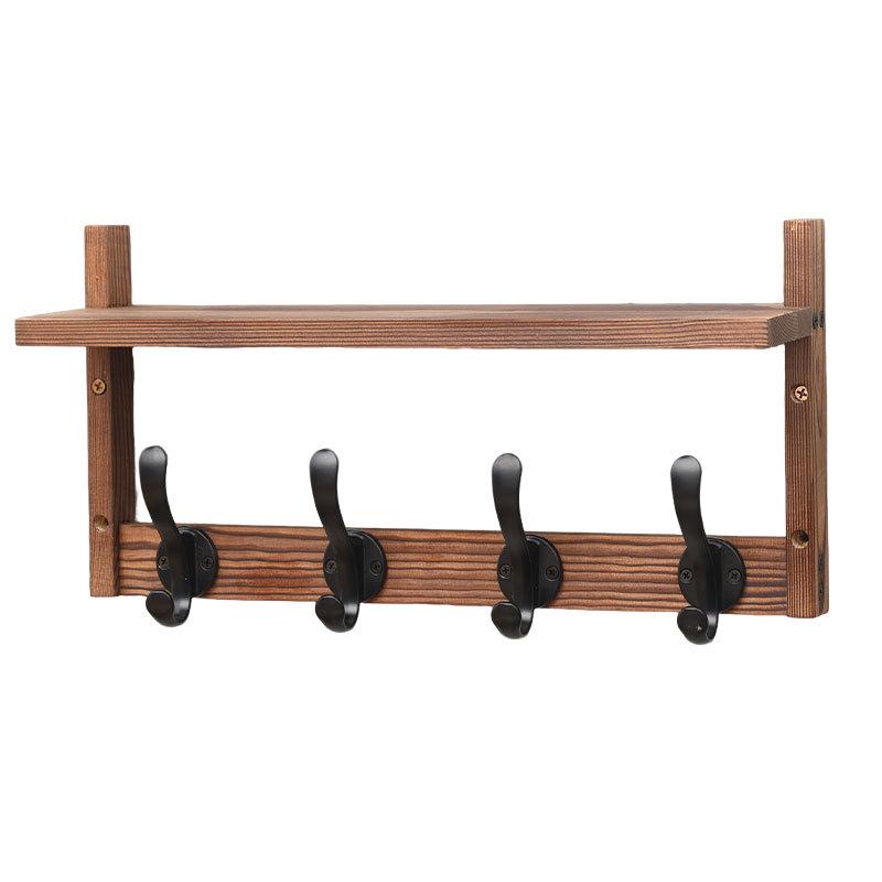 Wall-Mounted Solid Wood Coat, Hat & Key Rack for Entryway Storage