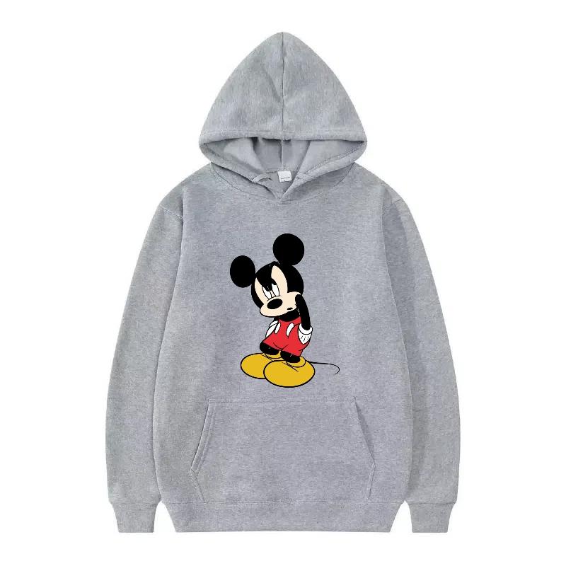 Disney Mickey Mouse Pattern Woman Streetwear Loose Grey Winter Tops Clothes Pullovers Ladies Cheap 90s Hoodies Men Sweatshirts