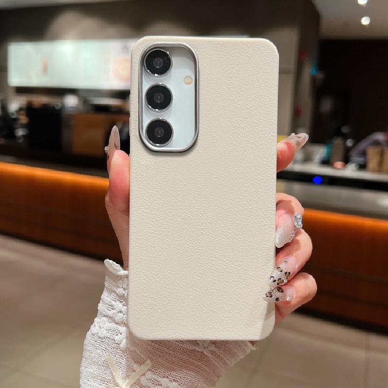 Leather Texture Case For Samsung Galaxy S22 S23 S24 Ultra Plus S24 FE A55 A54 A35 A15 A16 A25 A14 A16 5G Soft TPU Phone Cover