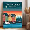 Copenhagen Denmark New Port Night View Metal Wall Art Nordic Style Cityscape Home Decor