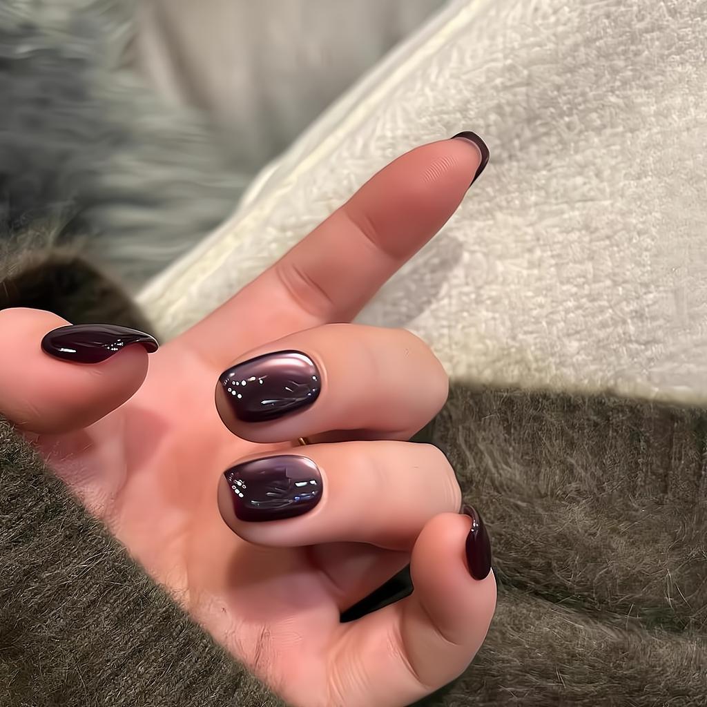 Press-på-naglar Fyrkantiga Falska Naglar med Glitterdesign Konstgjorda AkrylNaglar Glansiga Falska Naglar HelTäckande Klister-på-Naglar Lim-på-Naglar för Kvinnor
