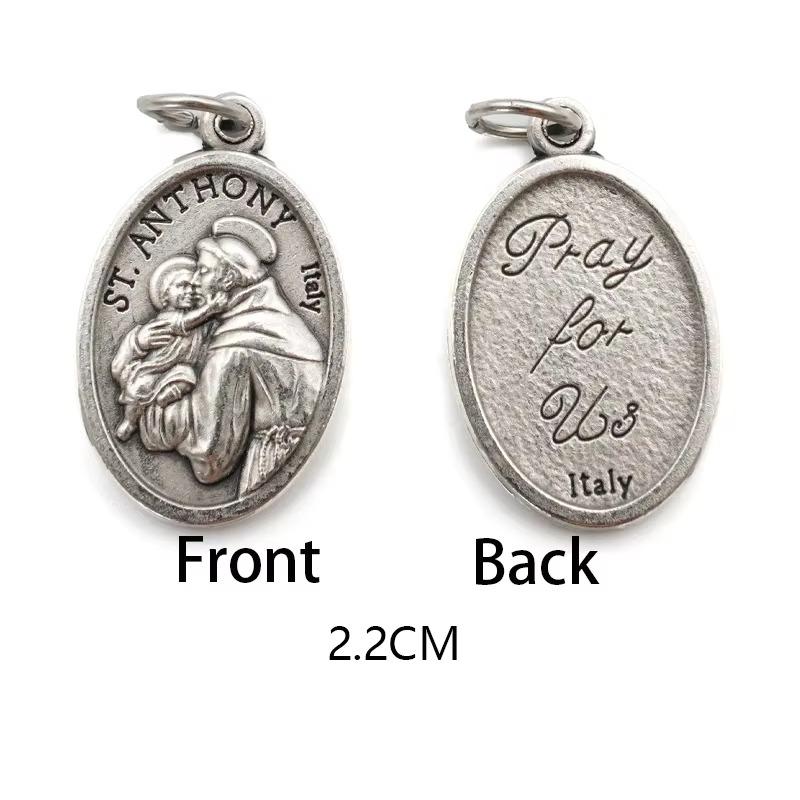 Breloques métalliques réversibles pour colliers, bracelets, accessoires de bricolage, grande médaille ovale de saint pour tout type de chaîne ou de collier, bijoux chrétiens