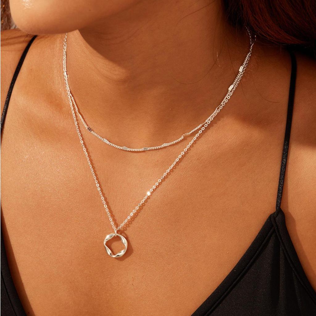 14K Gold-Plated Three-Strand Necklace: Twisted Copper Layered Paperclip Chain