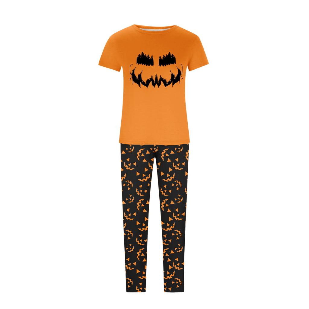 Print Cute Family Set Pajamas, Home Clothes, Family Set short Sleeve Top Pants Set