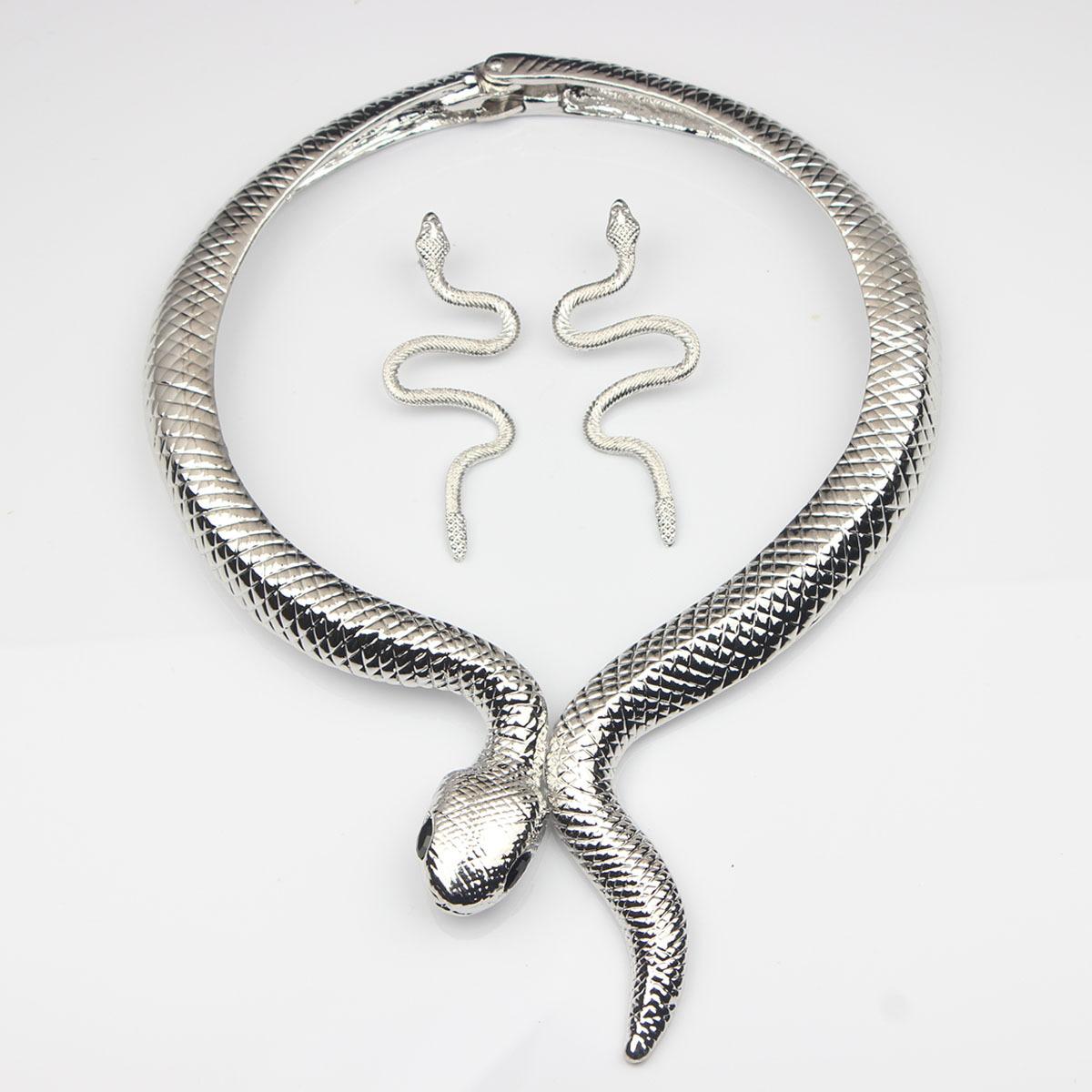 

Преувеличенное ретро ожерелье змея серьги комплект женский воротник персонализированные ювелирные изделия Иу