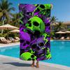Vibrant Rainbow Skull Beach Towel Graffiti Art Horror Towel for Teens Great for Summer Camping and Parties