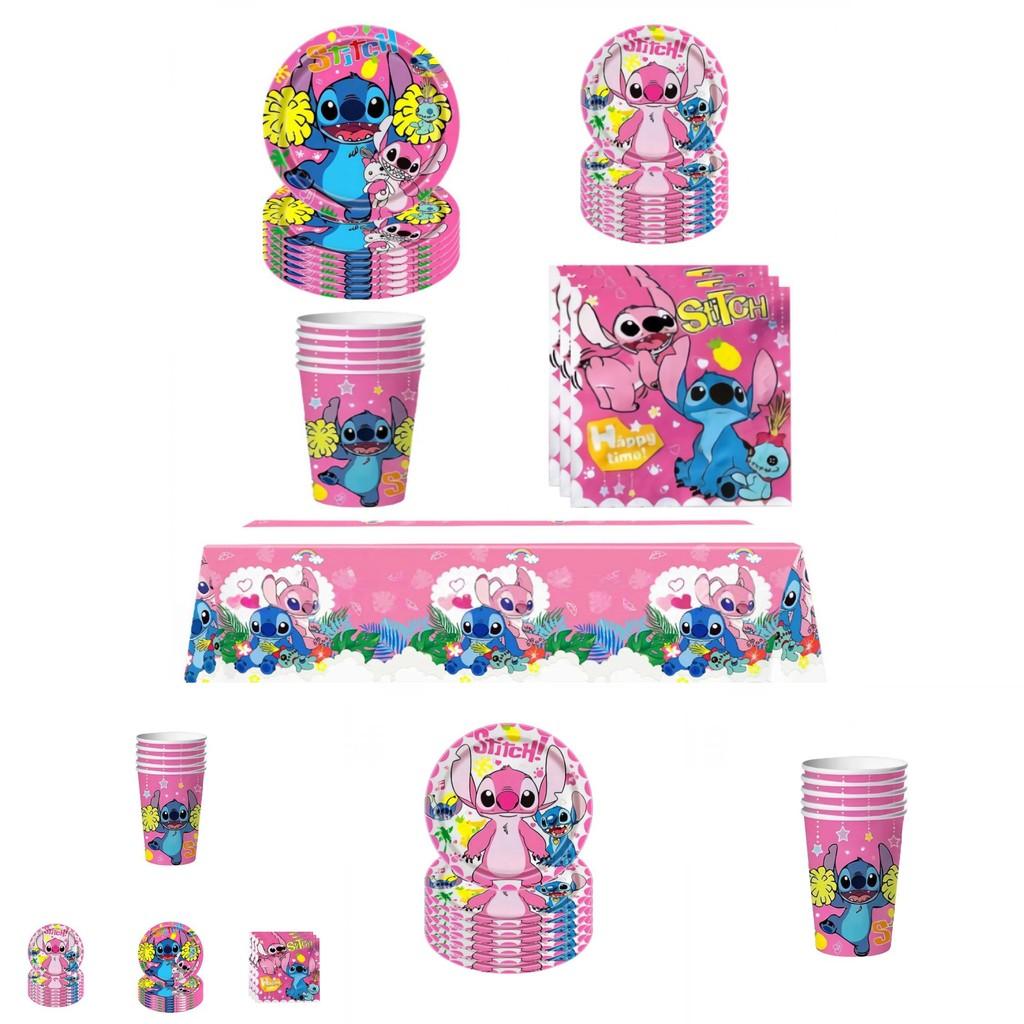 Lilo Stitch Party Supplies Set With Paper Plates Cups Napkins Tablecloth For Kids Birthday Decor