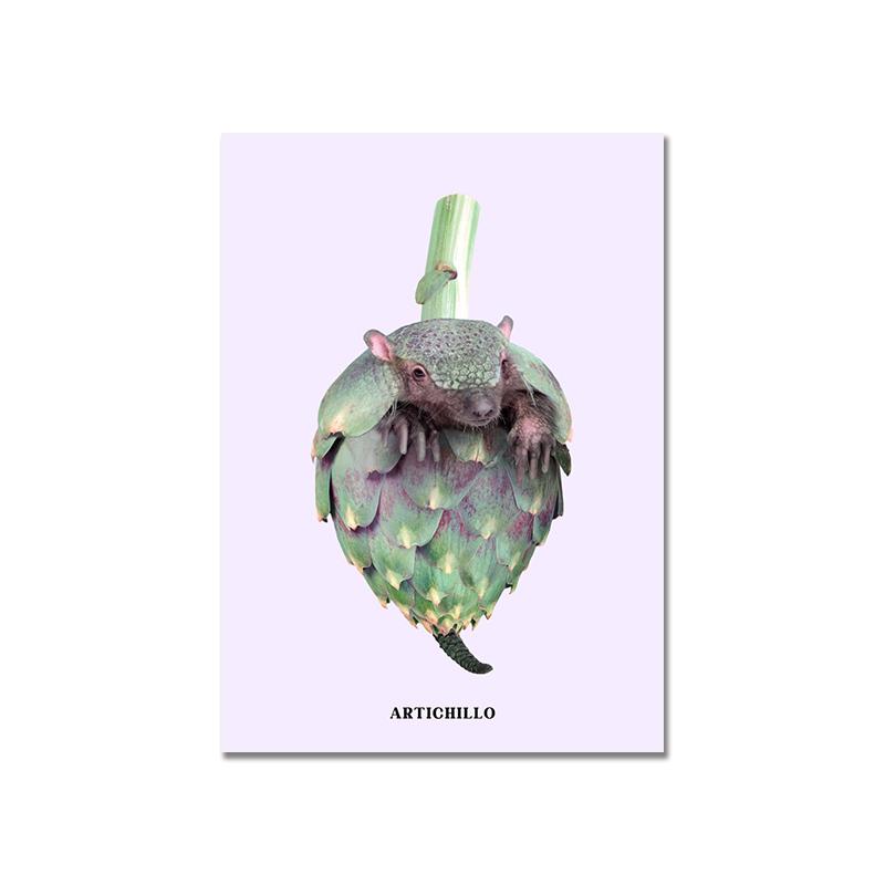 Fun Fruit Animal Posters and Prints Kitchen Canvas Garlic Goose Nordic Art Print Broccoli Sheep Murals Living Room Decoration