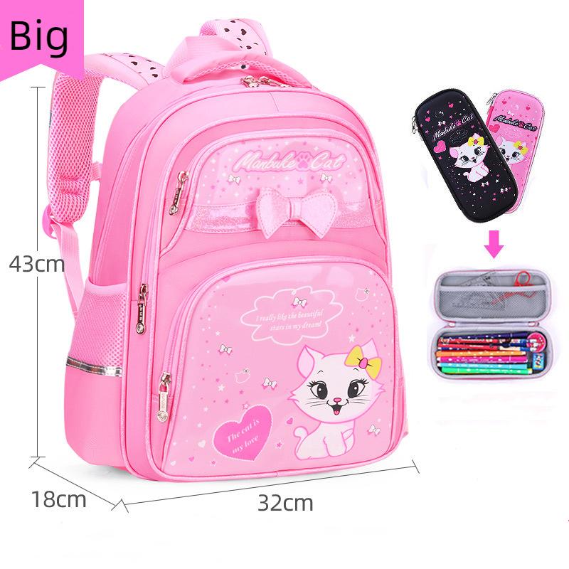 New PU Leather School Bag Korean Fashion Girls Backpack Cute Cat Orthopedic Waterproof Backpack