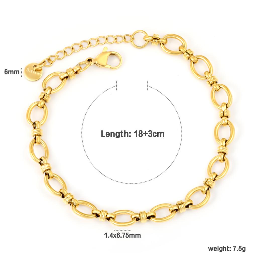 Simple Geometric Chain Bracelet Fashion Creative Link Design High-End Jewelry for Women