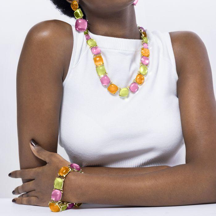 Bracelet - Luxenter - Tosab - Cristal multicolore - finition or jaune 18k - 16 cm + 3 cm de rallonge