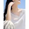 T-shirt estiva da donna XWI con scollo a V in pizzo a maniche corte