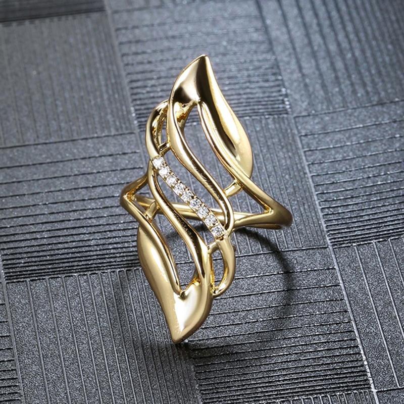 

CAOSHI Geometric Shaped Finger-ring Gold Color /Copper Colour Cubic Zirconia Rings Daily Wear Party Trendy Zircon for Women 5