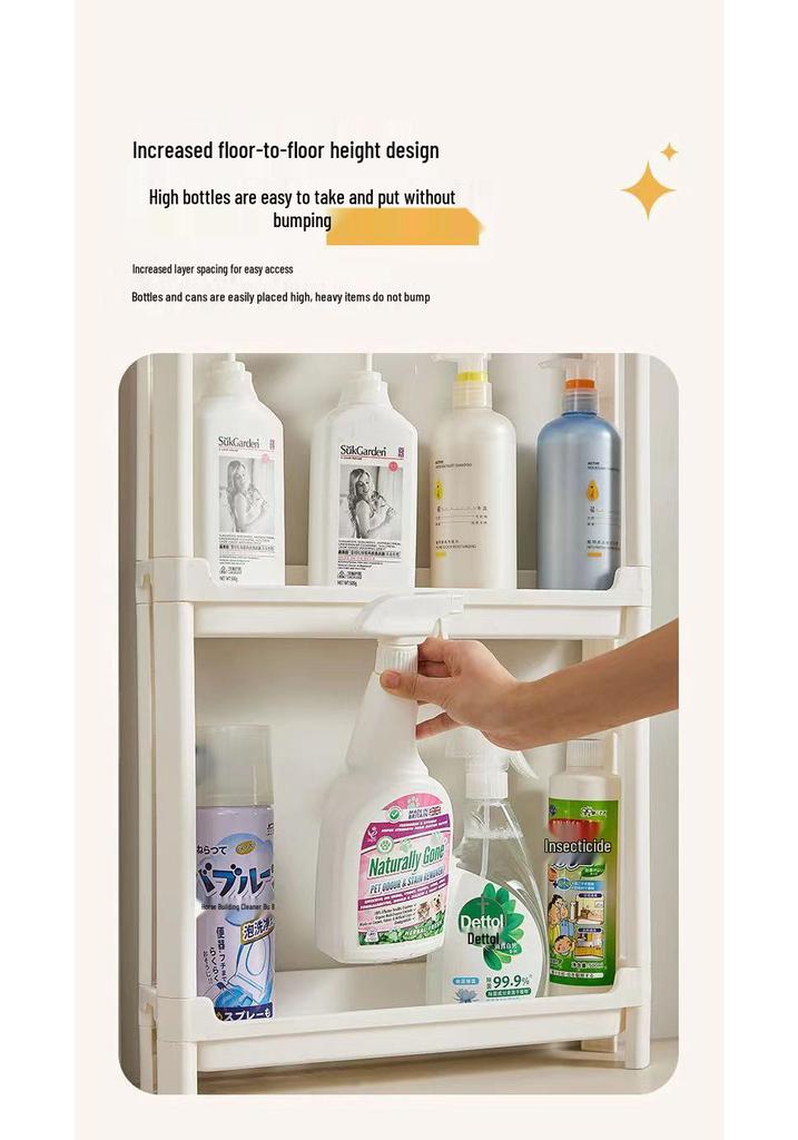 Slim Behind-Door Storage Trolley: Multi-Layer Shelf for Bathroom & Toilet.