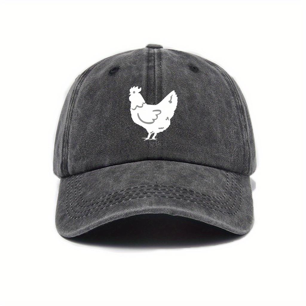 White Hen Printed Baseball Cap with Fun Style, Suitable for Both Men and Women's Daily Casual Wear, Versatile Duckbill Cap