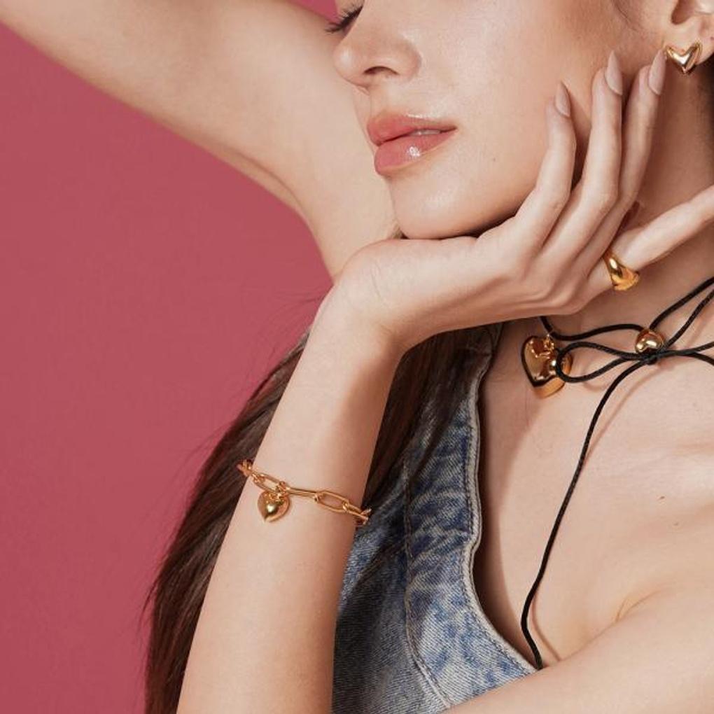 [MORE! HEART] Gold Heart Chain Bracelet OTBI23505NYY