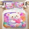 Bear Doll Pattern Bedding Quilt Set Quilt Cover Pillowcase Home Decoration Birthday Gift (1 * duvet cover + 2 * pillowcase, without core)