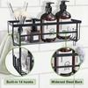 2 Pack Adhesive Shower Caddy Shelf with 14 Hooks, Stainless Steel Shower Organizer with Soap Holder,No Drilling Shower Rack Shower
