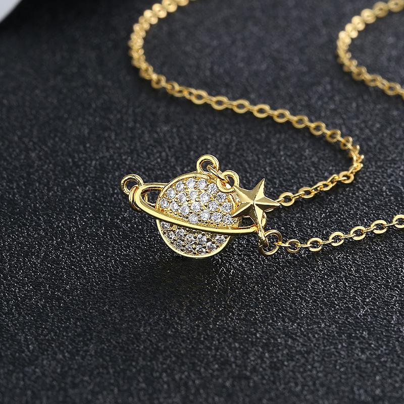 Cute Globe Chain Necklace Women's Popular Collarbone Chain Neck Chain Jewelry