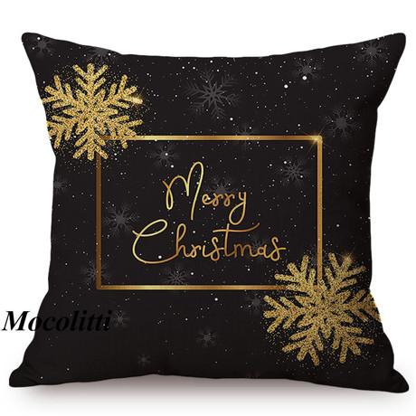 Happy Christmas Decoration Cushion Cover Cotton Linen Geometric Sofa Decorative Christmas Throw Pillow Case Cojines
