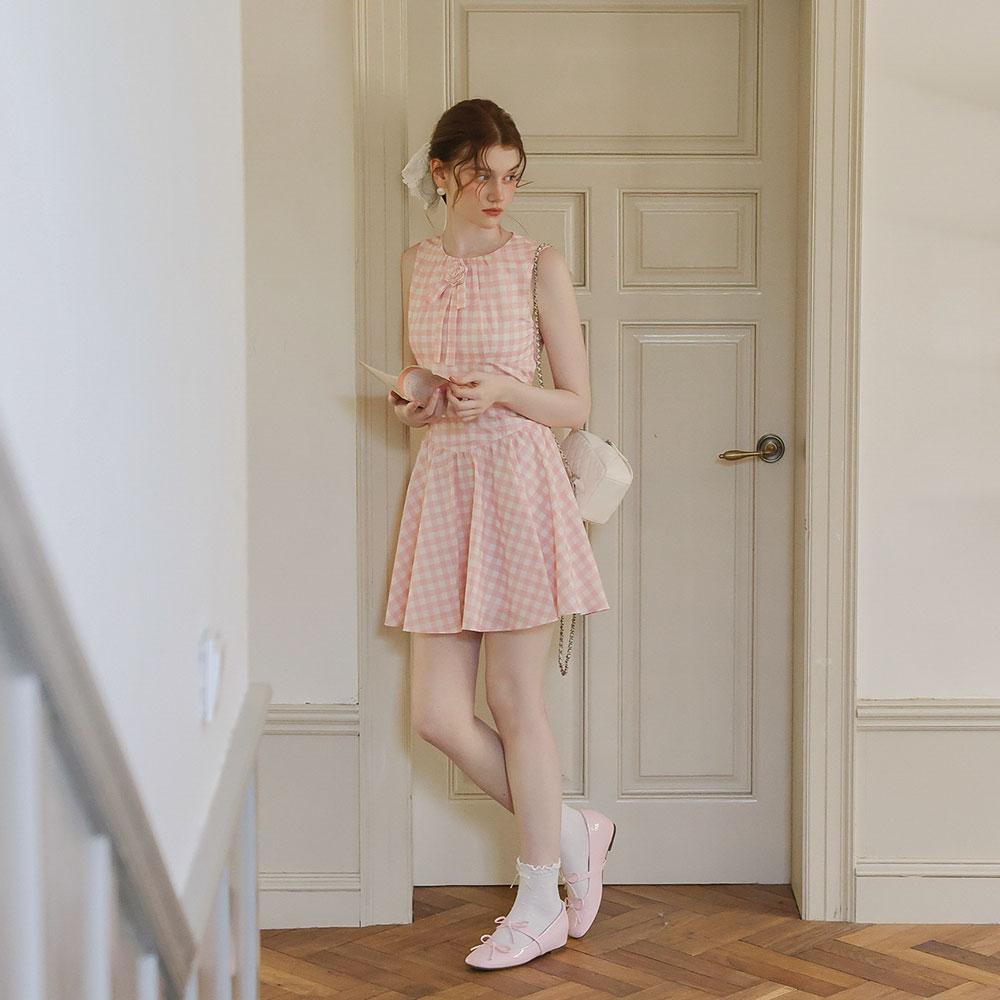 Ceme Adu Cest_Gingham Sleeveless Mini Dress