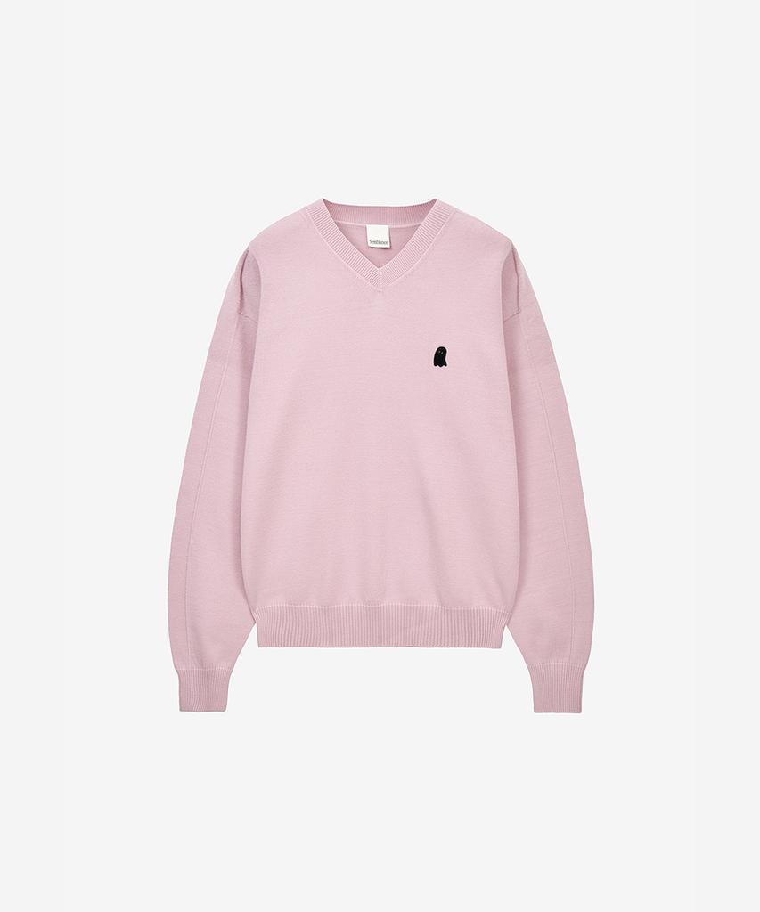ZIOSONGZIO Semblance Whole Garment V-Neck Knit Light Pink Zi2Kt809Lp