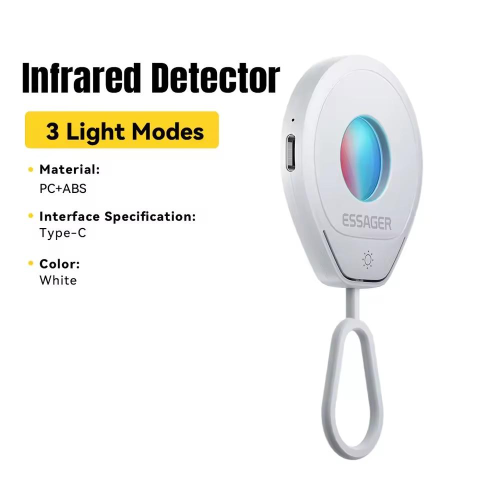 Essager Mini Hidden Camera Detector Portable Anti-Spy Infrared Lens Finder Anti-Peeping Gadget ForTravel Hotel Bathroom Security