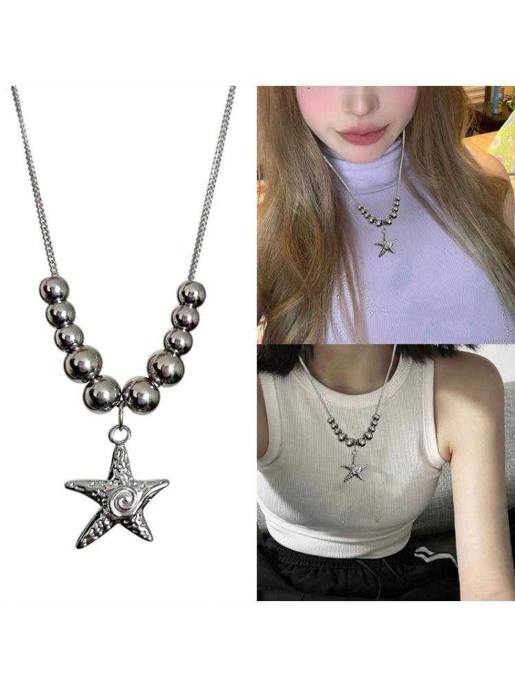 Collana a catena con ciondolo a forma di clavicola lunga e alla moda, gioielli luna, a forma di stella multistrato, collane a forma di stella pendenti (oro, taglia unica