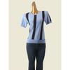British Style Fancy Summer Ice Silk Short Sleeve T-shirt Knitwear Vertical Stripes Silm Simple Pullover Ladies Tops
