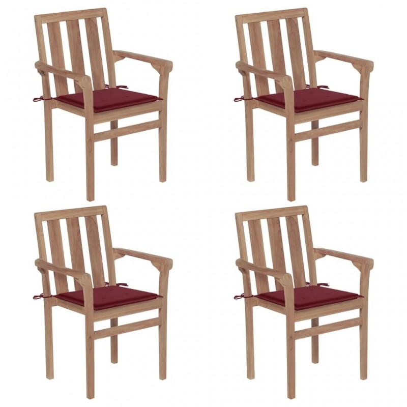 Day and Night - Day and Night Stackable Garden Chairs 4 Units Solid Teak Wood with Cushions