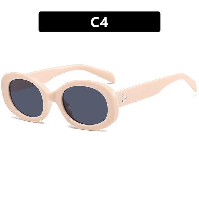 New In Oval Sunglasses for Men Women Fashion Retro  Design Shades Eyewear Female Candy Color Goggle Sun Glasses