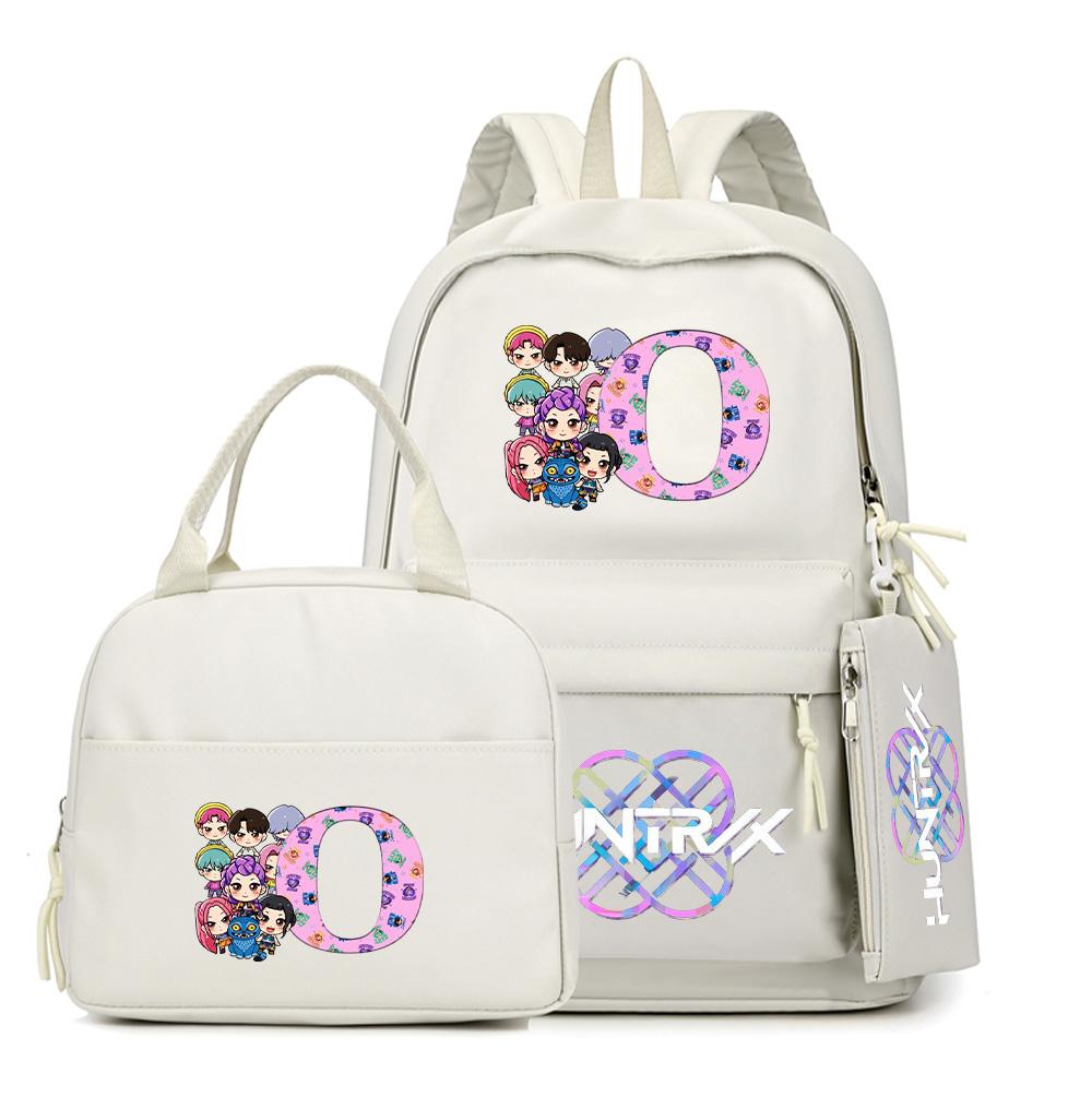 3Pcs/set 26 English Letter K-Pop Printed Backpack with Handbag Pencil Case for Teenager Student Boy Girl Schoolbag Large Capacity Travel Bag Rucksak