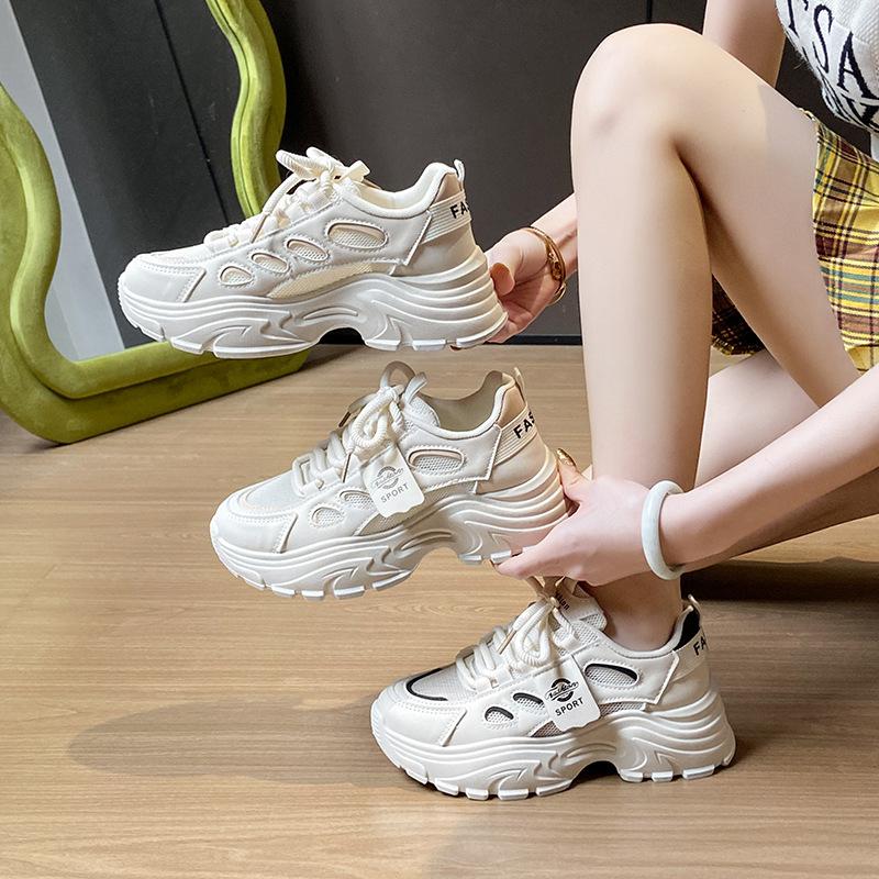 New dad shoes women's spring student sports running shoes casual shoes with heightened thick soles