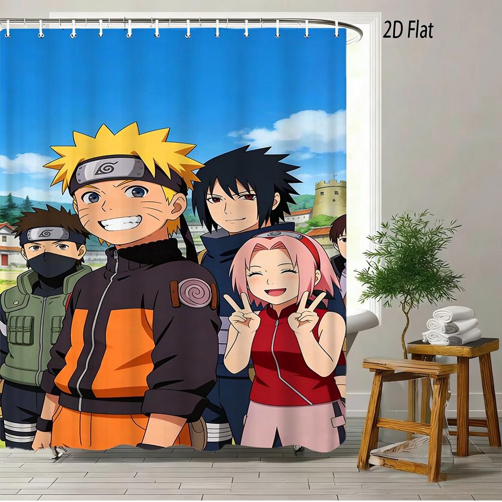 2D Flat Naruto Anime Hinata Hyuga Crying Sketch Print Waterproof Shower Curtain For Bathroom Decor