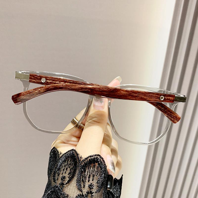 Large Frame Wooden Grain Leg Glasses TR Anti Blue Light Eyewear Unisex Classic Square Computer Eyeglasses