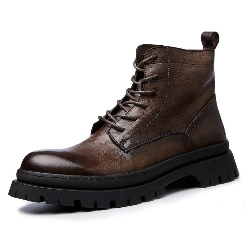 Martin Boots Men's High-top British Retro Cowhide Tooling Boots Flow Locomotive Boots Men's Leather Boots Men's Short Boots