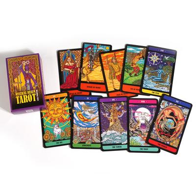 Tarot Mystical Realm 78 plnobarevných karet Unikátní, ručně kreslená kompilace zářivých tarotových karet
