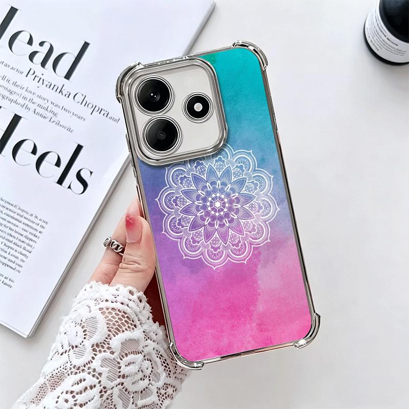 

Mandala Style Pattern Plating Phone Case For Xiaomi Redmi Note 14 15 Pro Plus 13 12 11 11S 11T 10 9S 9 5G Anti-Fall Airabag Cove Redmi Note 15 4G